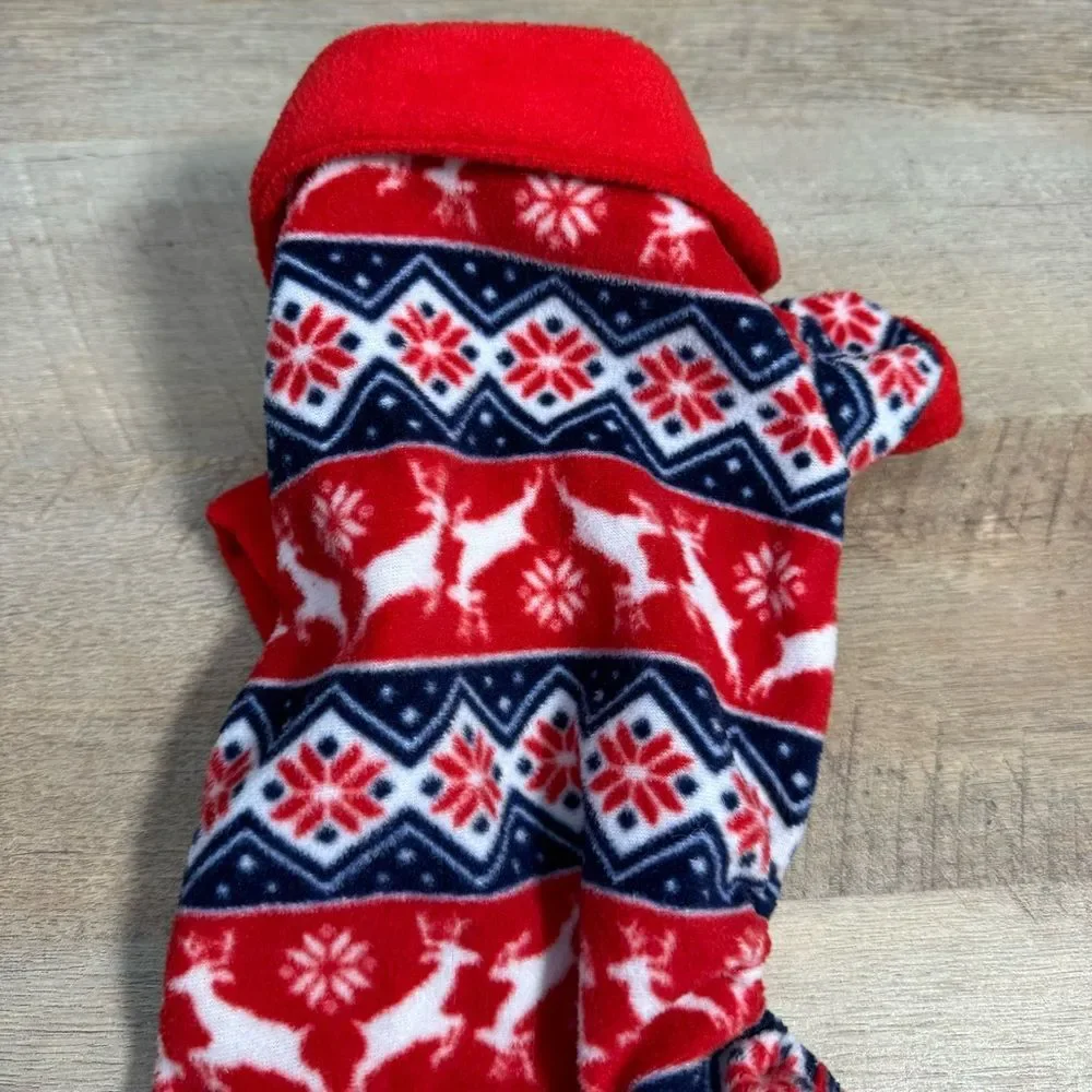 Heart to Tail Fleece Dog/Cat Pajamas with Reindeer Christmas Sweater Pattern